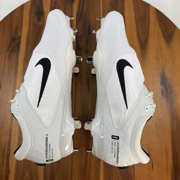Nike Hyperdiamond 4 Elite Womens Size 9.5 Softball Cleats White Metal React NEW - Picture 7 of 13